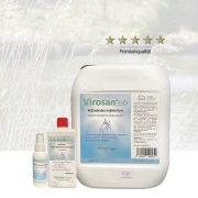 virosan hu00e4ndedesinfektionsmittel ohne alkohol, erhu00e4ltlich in den gru00f6u00dfen 100 ml, 500 ml und 5 liter