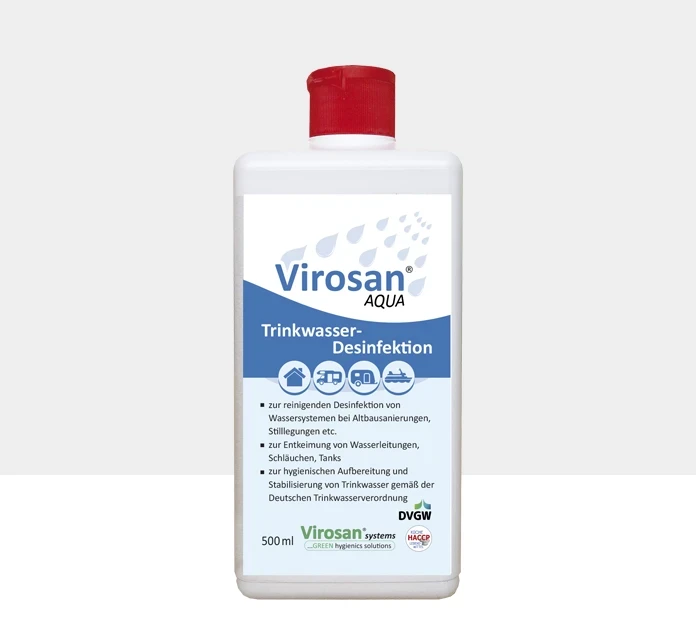 virosan, anosan, virosan aqua, trinkwasserdesinfektion, desinfektionsmittel für wasser, desinfektion von leitungen, schläuchen und tanks