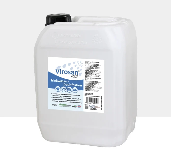 virosan, anosan, virosan aqua, trinkwasserdesinfektion, viruzide desinfektionsmittel für wasser, desinfektion von leitungen, schläuchen und tanks